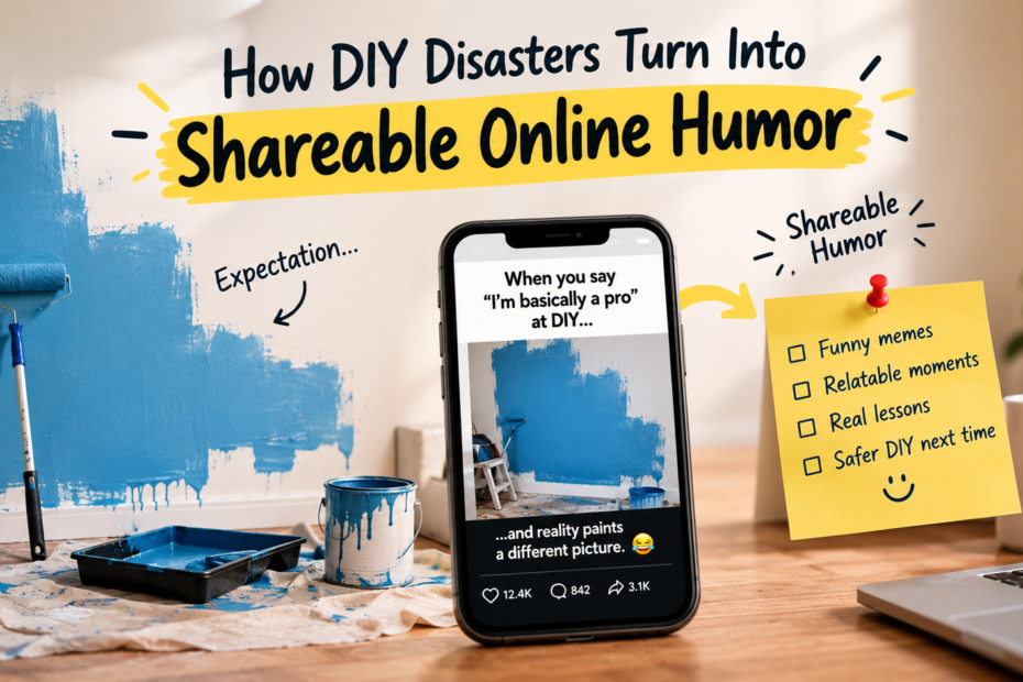 Funny DIY paint disaster turned into shareable online humor with a relatable meme